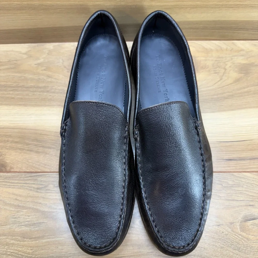 To‎ Boot Adam Derrick Mens Loafers Size 10 Brown Leather Moc Toe Dress Shoes